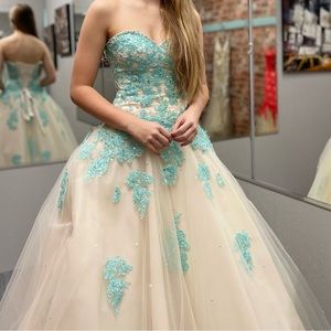 White and blue prom dress!
